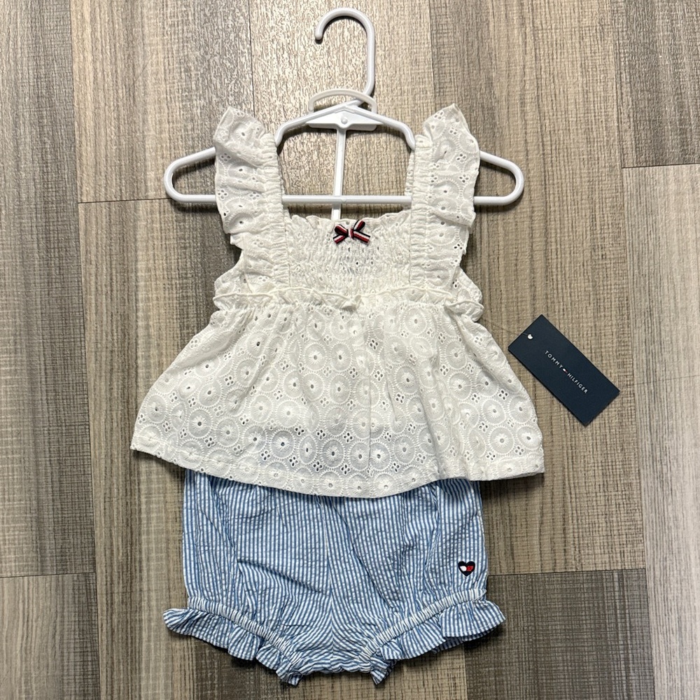 Tommy Hilfiger White and Blue Kids Outfit Set